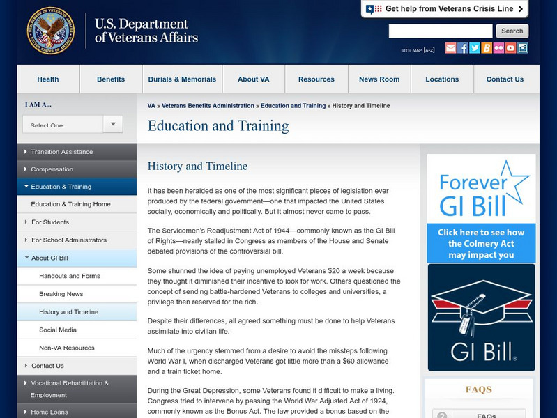 U.s. Department of Veterans Affairs: The Gi Bill's History Website U.s. Department of Veterans Affairs: The Gi Bill's History Website