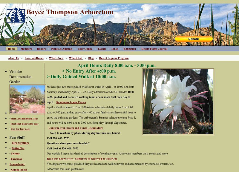 University of Arizona: Boyce Thompson Arboretum Website University of Arizona: Boyce Thompson Arboretum Website