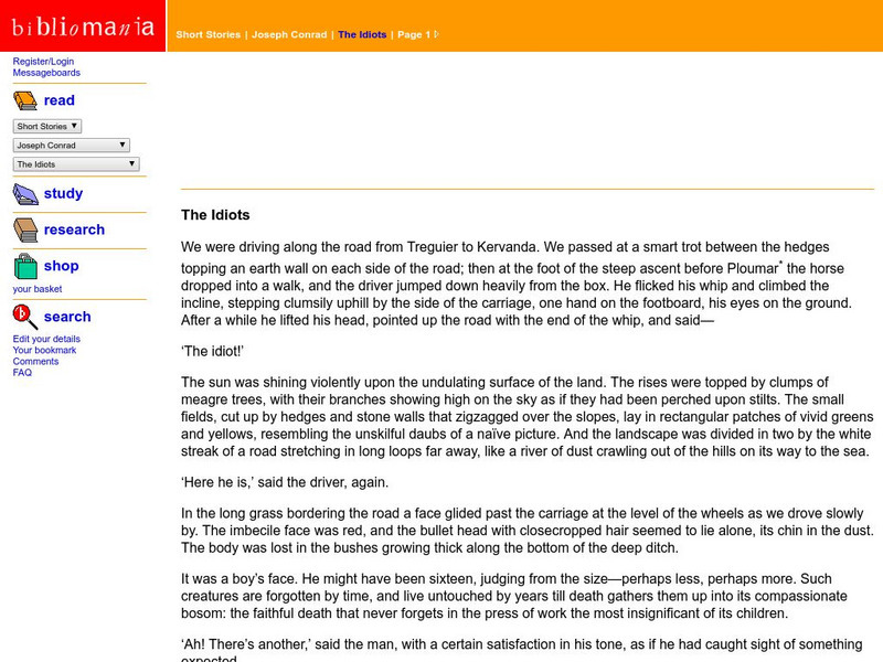 Bibliomania: Joseph Conrad the Idiots Handout