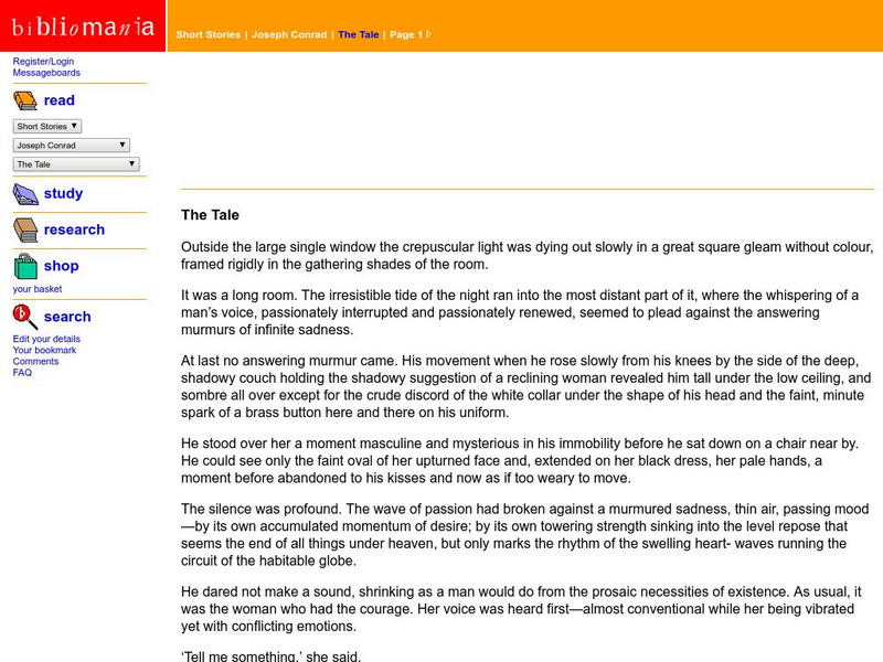 Bibliomania: Joseph Conrad the Tale Handout