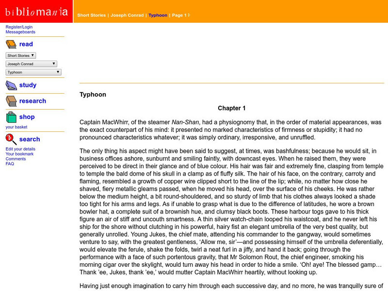 Bibliomania: Joseph Conrad Typhoon Handout