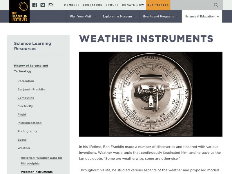 Franklin Institute: History of Science and Technology: Weather Instruments Website Franklin Institute: History of Science and Technology: Weather Instruments Website