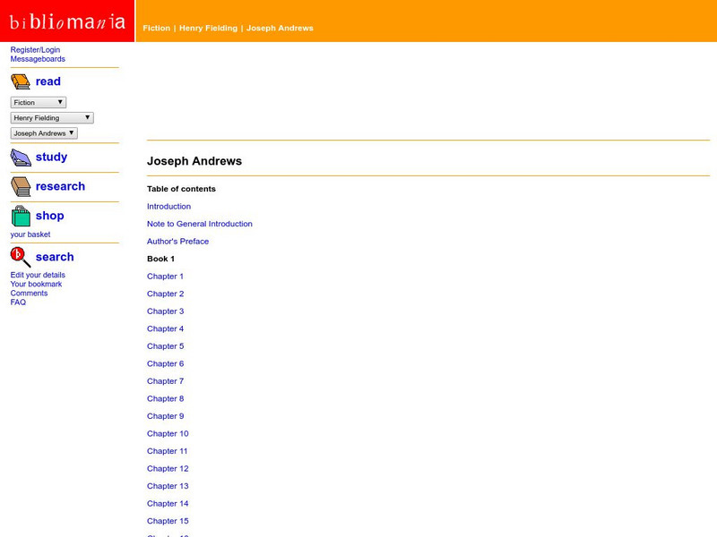 Bibliomania: Henry Fielding: Joseph Andrews Handout