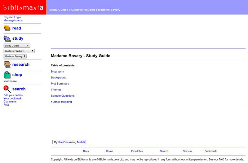 Bibliomania: Madame Bovary : Study Guide Website Bibliomania: Madame Bovary : Study Guide Website