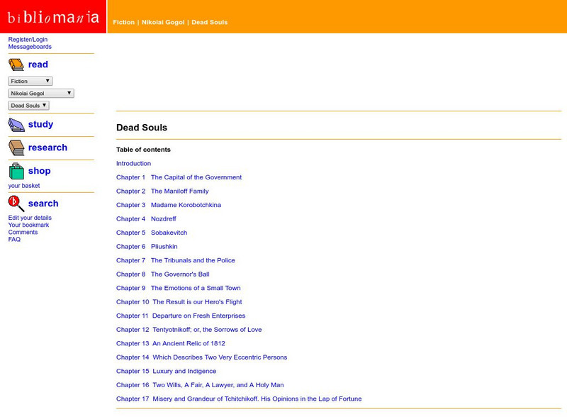 Bibliomania: Nikolai Gogal, Dead Souls Handout