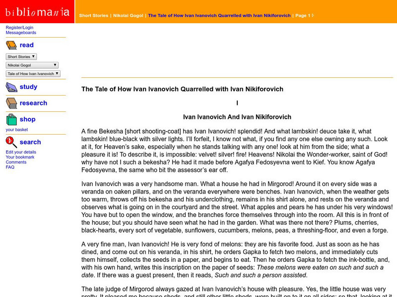 Bibliomania: Nikolai Gogol: The Tale of How Ivan Handout