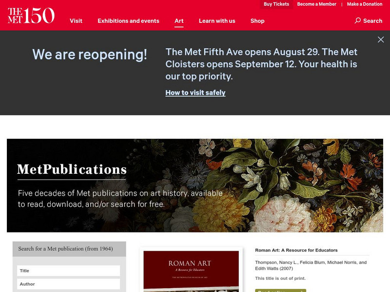 Metropolitan Museum of Art: Roman Art: A Resource for Educators Lesson Plan Metropolitan Museum of Art: Roman Art: A Resource for Educators Lesson Plan