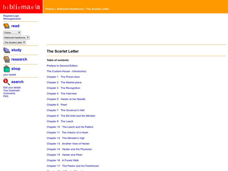 Bibliomania: Nathaniel Hawthorne: The Scarlet Letter eBook Bibliomania: Nathaniel Hawthorne: The Scarlet Letter eBook