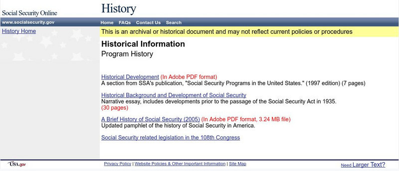 Social Security Online: History of Social Security Website Social Security Online: History of Social Security Website