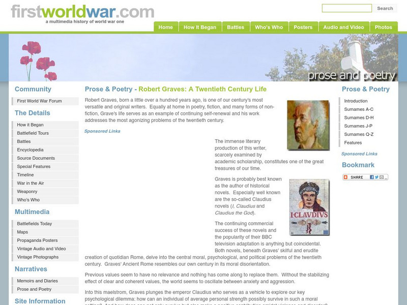 First World war.com: Prose & Poetry Robert Graves: A Twentieth Century Life Article First World war.com: Prose & Poetry Robert Graves: A Twentieth Century Life Article