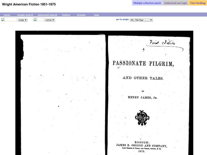 A Passionate Pilgrim, and Other Tales by Henry James, Jr Primary A Passionate Pilgrim, and Other Tales by Henry James, Jr Primary