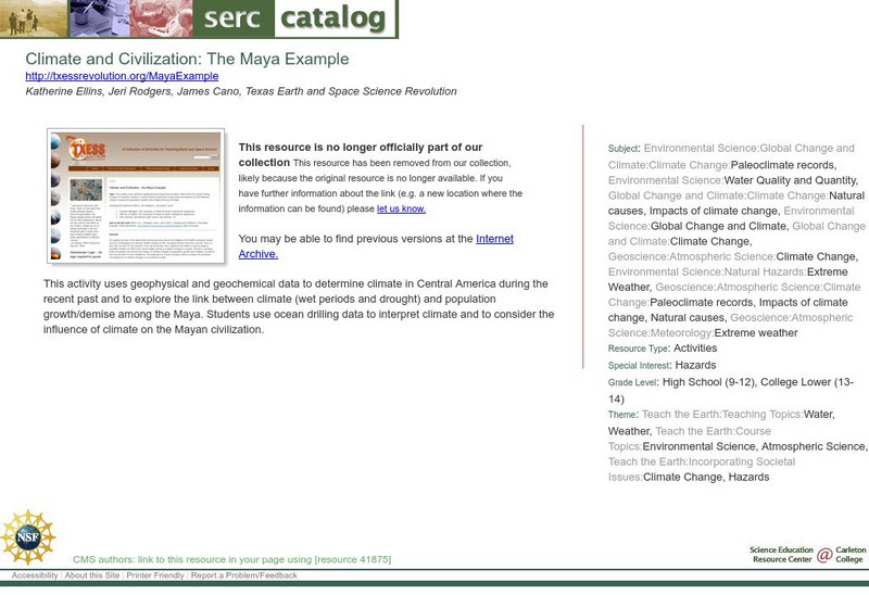 Clean: Climate and Civilization: The Maya Example Lesson Plan Clean: Climate and Civilization: The Maya Example Lesson Plan