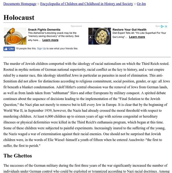 Faq Archives: Encyclopedia of Children and Childhood in History and Society: Holocaust Handout Faq Archives: Encyclopedia of Children and Childhood in History and Society: Holocaust Handout