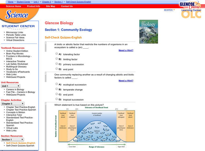Glencoe Biology: Community Ecology: Self Check Quiz Unknown Type Glencoe Biology: Community Ecology: Self Check Quiz Unknown Type