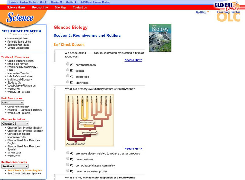 Glencoe Biology: Roundworms and Rotifers: Self Check Quiz Unknown Type Glencoe Biology: Roundworms and Rotifers: Self Check Quiz Unknown Type
