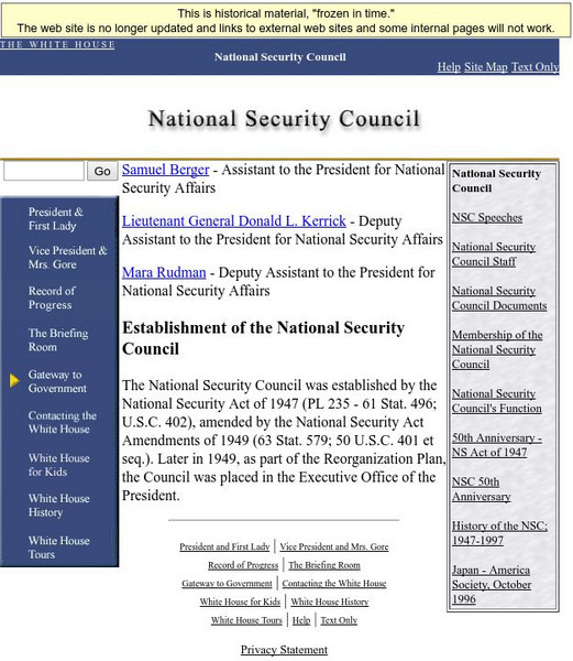National Archives: The National Security Council Website National Archives: The National Security Council Website