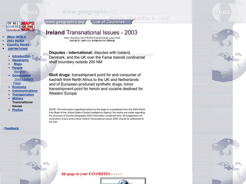 Ireland Transnational Issues: 2003 Handout Ireland Transnational Issues: 2003 Handout