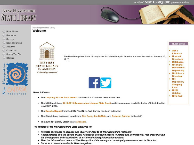 New Hampshire State Library: Homepage Website New Hampshire State Library: Homepage Website