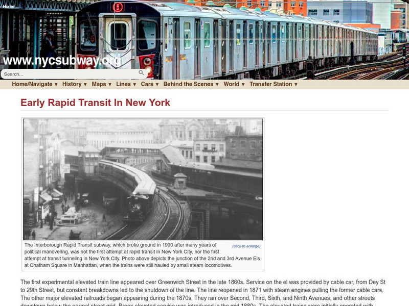 New York City Subway: Early Transit in New York City Website New York City Subway: Early Transit in New York City Website