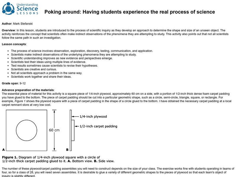 University of California at Berkeley: Understanding Science: Poking Around Lesson Plan University of California at Berkeley: Understanding Science: Poking Around Lesson Plan