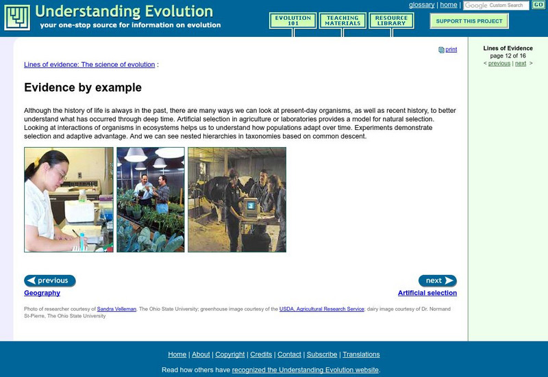 University of California Museum of Paleontology: Evidence by Example Handout University of California Museum of Paleontology: Evidence by Example Handout