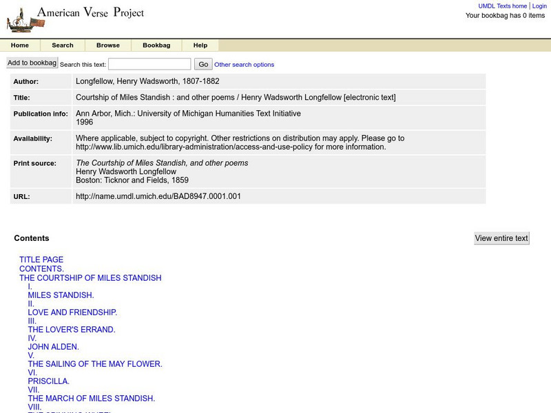 American Verse Project: Courtship of Miles Standish and Other Poems eBook American Verse Project: Courtship of Miles Standish and Other Poems eBook