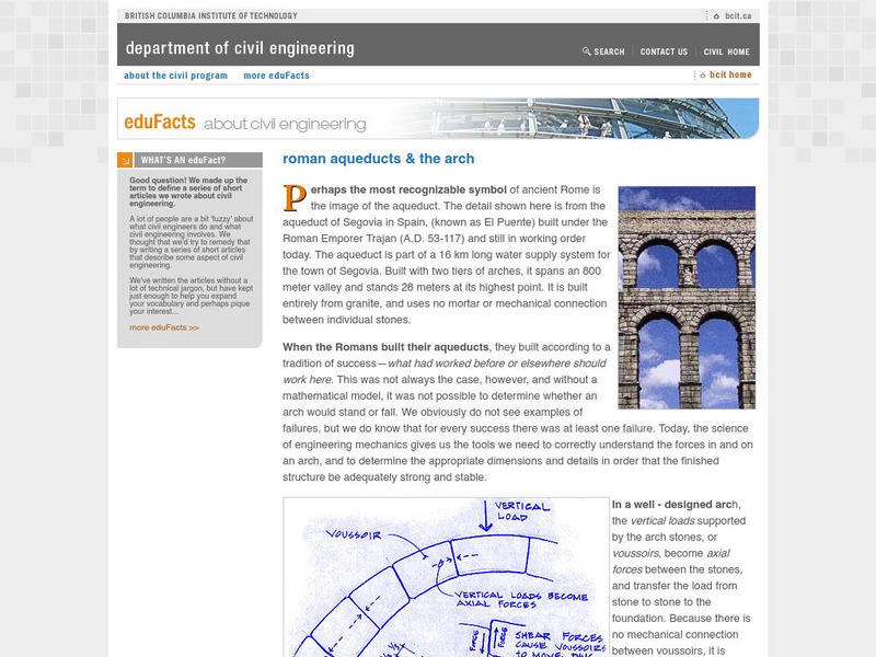 British Columbia Institute of Technology: Roman Aqueducts Handout British Columbia Institute of Technology: Roman Aqueducts Handout
