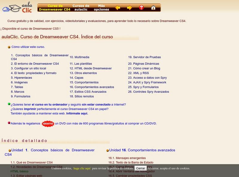 Aula Clic: Curso De Dreamweaver Cs4 (Spanish) Unit Plan