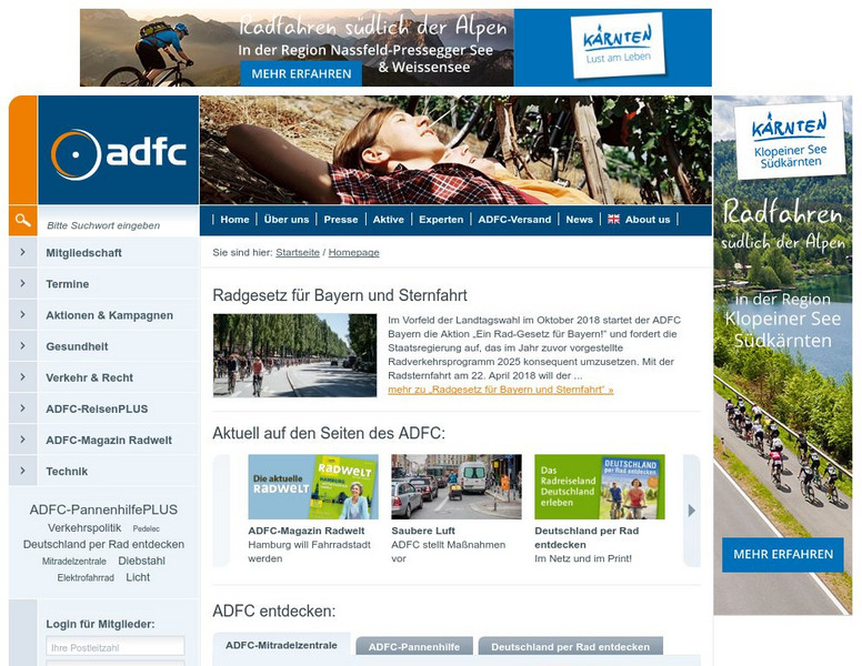 Adfc Allgemeiner Deutscher Fahrrad Club E. V.: Bicycling Website