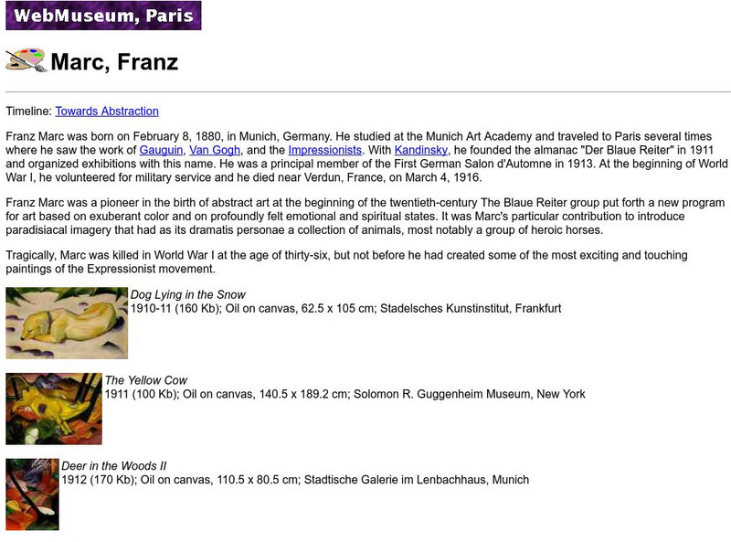 Ibiblio: Web Museum: Franz Marc Handout