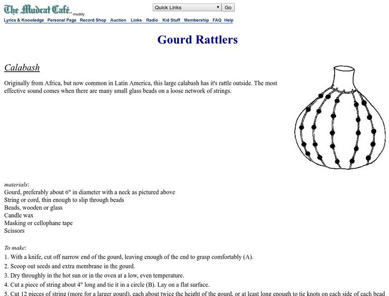 The Mudcat Cafe: Gourd Rattlers Activity The Mudcat Cafe: Gourd Rattlers Activity