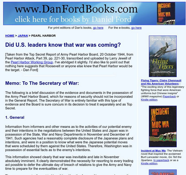 Warbird's Forum: Did u.s. Leaders Know the War Was Coming? Handout Warbird's Forum: Did u.s. Leaders Know the War Was Coming? Handout
