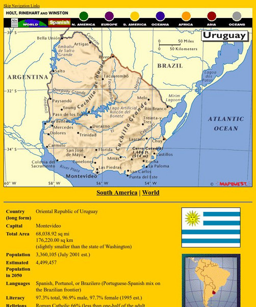 Holt, Rinehart and Winston: World Atlas: Uruguay Graphic Holt, Rinehart and Winston: World Atlas: Uruguay Graphic