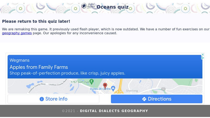 Digital Dialects: Geography Games: Oceans and Seas Interactive