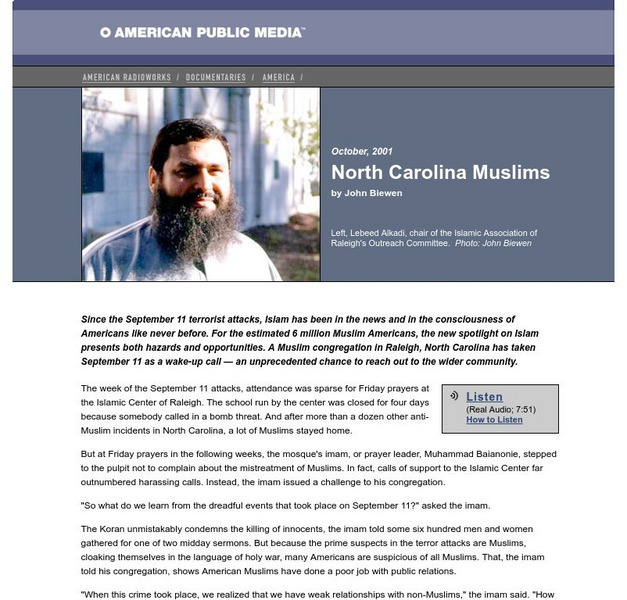 American Public Media: North Carolina Muslims Audio American Public Media: North Carolina Muslims Audio
