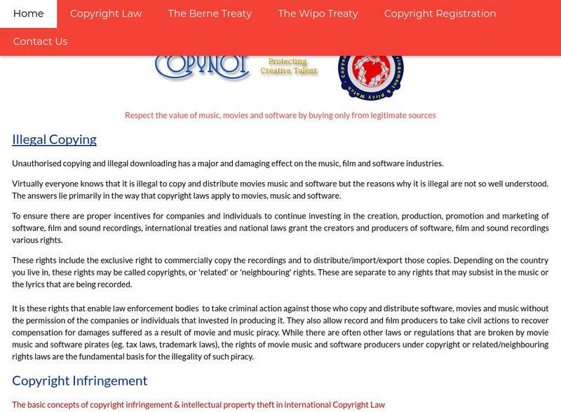 Copy Not: Reporting Piracy and Copyright Infringements Website