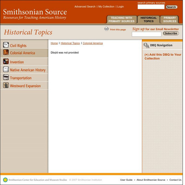 Smithsonian Source: Clashing Views During the Colonial Period Lesson Plan Smithsonian Source: Clashing Views During the Colonial Period Lesson Plan