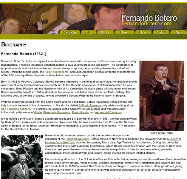 Fernando Botero: Biography Website Fernando Botero: Biography Website