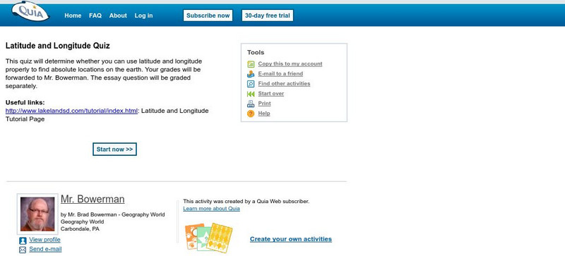 Quia: Latitude and Longitude Quiz eBook Quia: Latitude and Longitude Quiz eBook