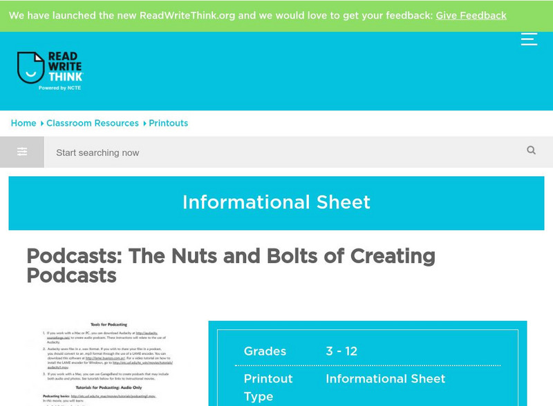 Read Write Think: Podcasts: The Nuts and Bolts Graphic Read Write Think: Podcasts: The Nuts and Bolts Graphic