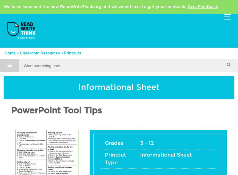 Read Write Think: Power Point Tool Tips Graphic Read Write Think: Power Point Tool Tips Graphic