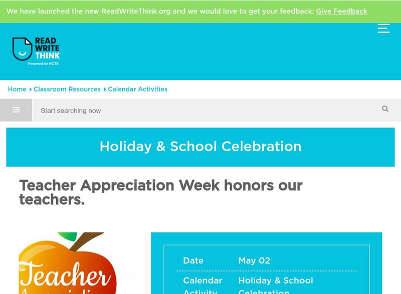 Read Write Think: Teacher Appreciation Honors Our Teachers Activity Read Write Think: Teacher Appreciation Honors Our Teachers Activity