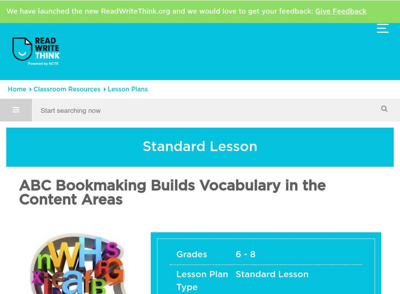 Read Write Think: Abc Bookmaking Builds Vocabulary in the Content Areas Lesson Plan Read Write Think: Abc Bookmaking Builds Vocabulary in the Content Areas Lesson Plan