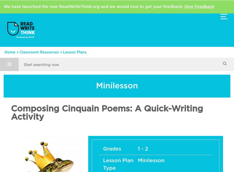 Read Write Think: Composing Cinquain Poems: A Quick Writing Activity Lesson Plan Read Write Think: Composing Cinquain Poems: A Quick Writing Activity Lesson Plan