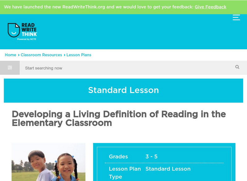 Read Write Think: Developing a Living Definition of Reading in the Elementary Lesson Plan Read Write Think: Developing a Living Definition of Reading in the Elementary Lesson Plan