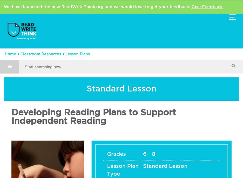Read Write Think: Developing Reading Plans to Support Independent Reading Lesson Plan Read Write Think: Developing Reading Plans to Support Independent Reading Lesson Plan