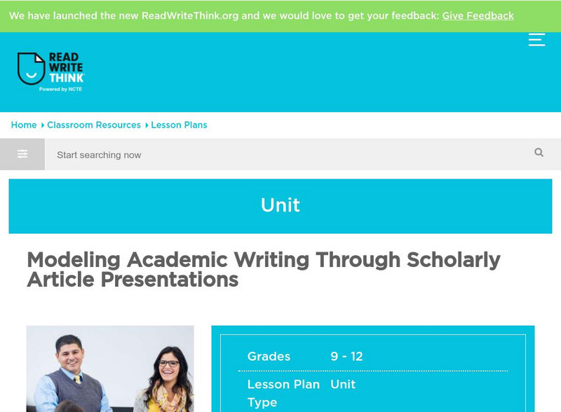 Read Write Think: Modeling Academic Writing Lesson Plan Read Write Think: Modeling Academic Writing Lesson Plan