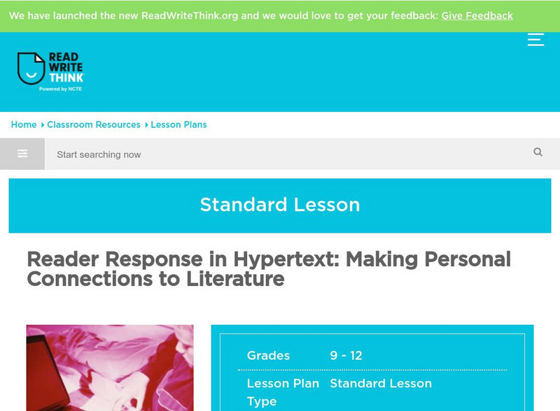 Read Write Think: Reader Response in Hypertext: Making Personal Connections Lesson Plan