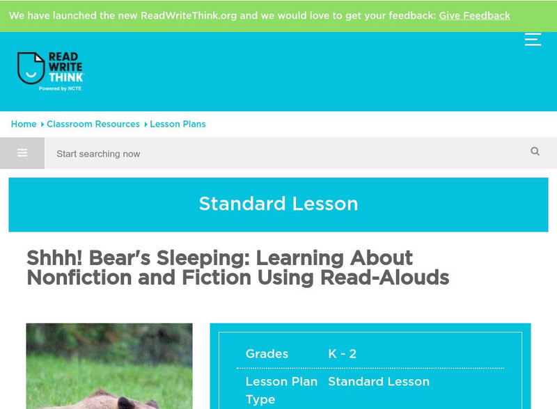 Read Write Think: Shhh! Bear's Sleeping: Learning About Nonfiction and Fiction Lesson Plan Read Write Think: Shhh! Bear's Sleeping: Learning About Nonfiction and Fiction Lesson Plan