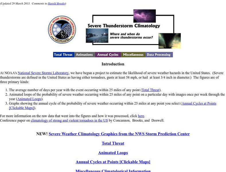 Noaa: National Severe Storms Lab: Thunderstorm Climatology Website Noaa: National Severe Storms Lab: Thunderstorm Climatology Website